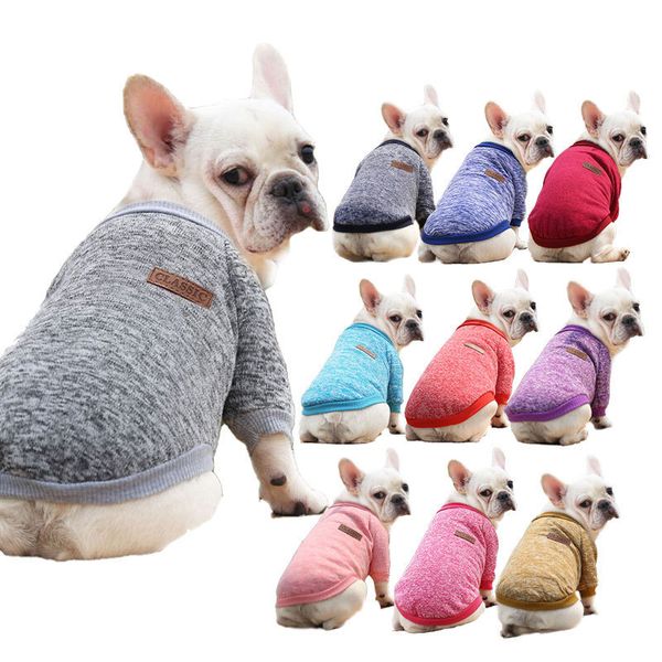 Классическая собака одежда домашняя одежда вязаная одежда свитера собаки мягкая утолщение теплые рубашки щенок зима такса французский бульдог чихуахуа свитер щенка для собак маленький средний