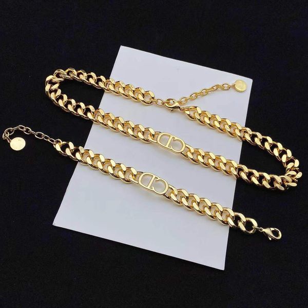 

factory retail and wholesale d family di letter chain necklace women's net red ins short clavicle neck sand gold tide hip hop bracelet, Golden;silver
