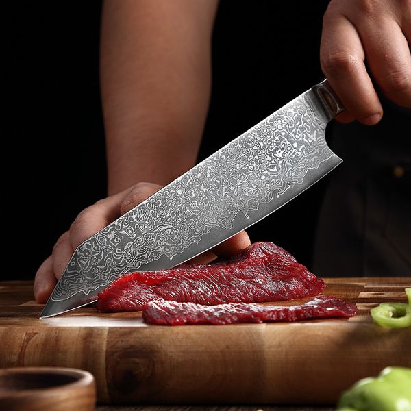 8 inç Mutfak Bıçakları Şam Çelik Şef Bıçağı Cleaver Ekmek Paring Bıçağı Japon Santoku Boning Yardımcı Parlama Bıçak Pişirme Araçları