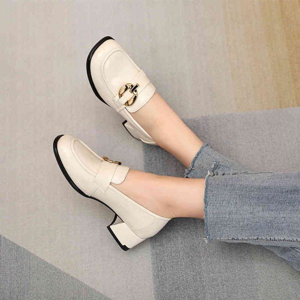 

dress shoes single shoe women's thick heel mid autumn british style small leather shoes spring and doudou leisure lefu yj4f, Black