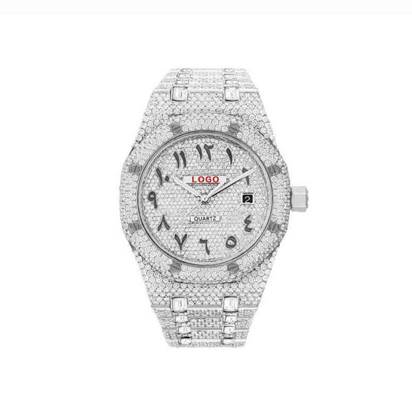 

blu new dign japane quartz movement custom blue arabic number dial diamond luxury wrist watch for men women jewelry 1ucjx, Slivery;brown