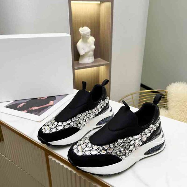 

dress shoes women shoes spring casual platform suede apartments natural cow toe round crystal sliding in zapatos de mujer, Black
