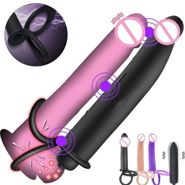 Doppia penetrazione Strap On Penis giocattoli sexy per le donne Uomo Masturbatore Vibratore Coppie Strapon Dildo anale Articoli di bellezza