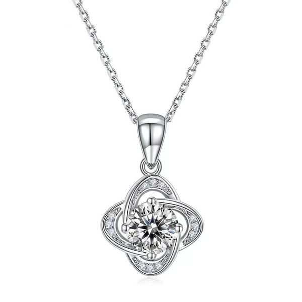 

trendy pendant necklaces 18k gold plated 925 sterling silver 1ct d color vvs1 moissanite geometric clover necklace for women girls birthday