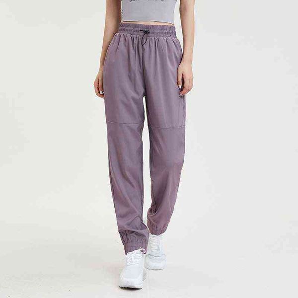 

new style pig nose button sports pants women's high waist leggings fitness summer thin casual running yoga pants, Gray