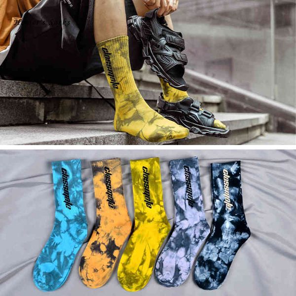 Designer-Runner-Socken, Herren- und Damen-Baumwollsocken mit gefärbten Buchstaben, interessante Farbe, Vortex-Socken, modisches Skateboard