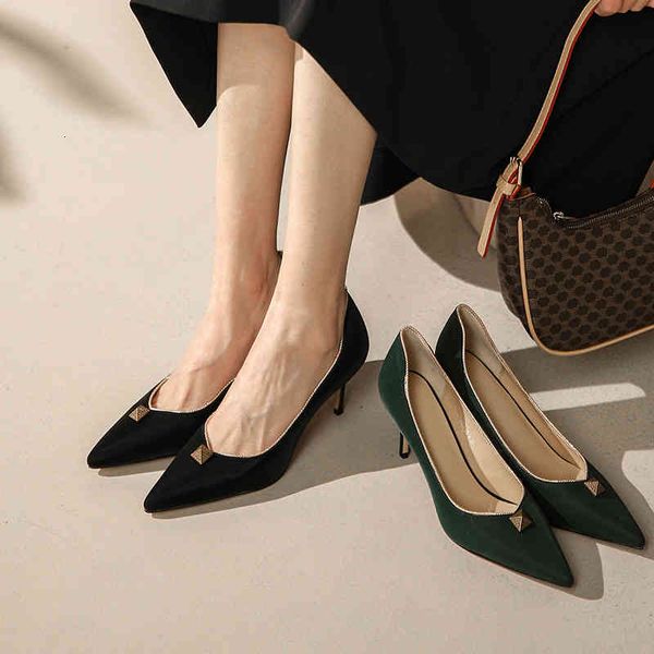 

sandals spring korean version simple pointed thin heel shallow mouth single shoes temperament high heels casual women's 8y6e, Black