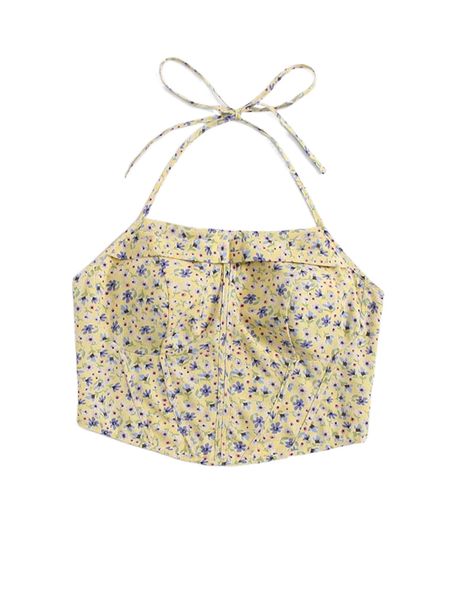 

plus ditsy floral shirred back halter u0zy#, Black