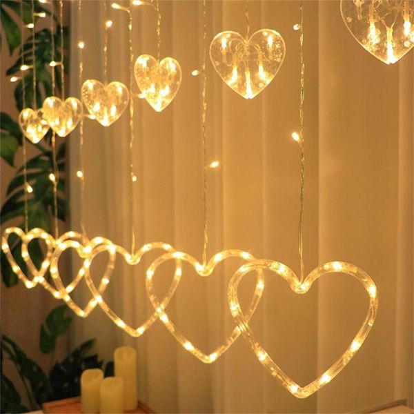 Dizeler Kalp şeklindeki LED Işık Dize Aşk Mektubu Perde Lambalar Su geçirmez yatak odası mutfakları için Dekoratif Asma Işıklar Terracesled String