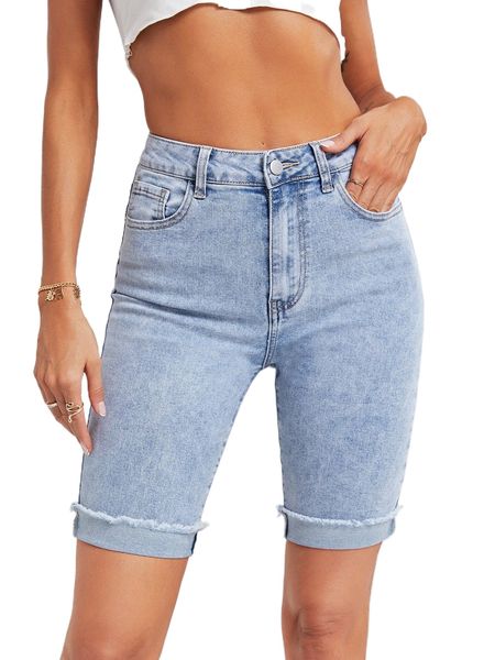 

high waist denim biker shorts g1n5#, White;black