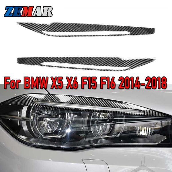 

2pcs carbon fiber headlight eyebrow eyelids trim decoration stickers for bmw f15 x6 f16 x5 2014 2015 2016 2017 2018 accessories