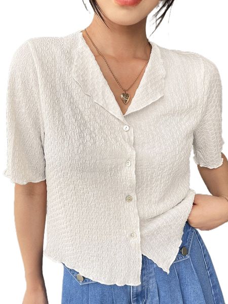

dazy lettuce trim textured tee l5tm#, White
