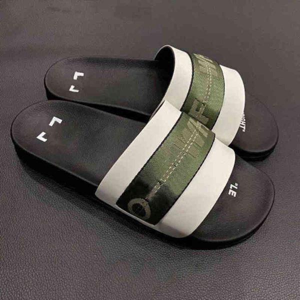 

offs luxury mens womens slippers home office fashion sandals beach slide classic summer slipper casual female shoes print stripes leather so, Black