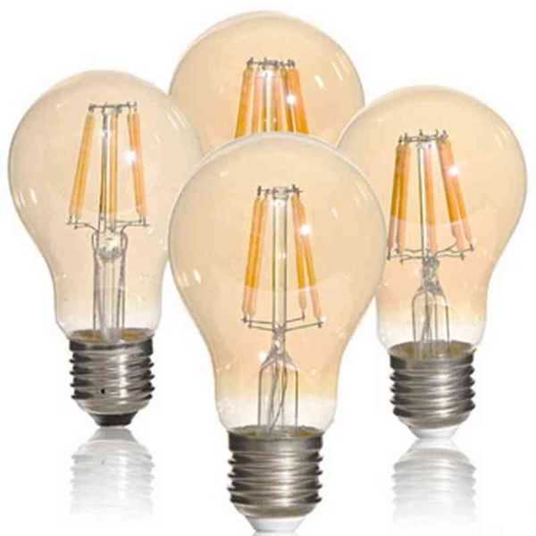 Edison LED Bulbo Retro Ampoule Vintage Bulbo Incandescente E27 Parafuso Grande parafuso Boca quente Luz amarela A60 Edison Lâmpada Decoração de lâmpada H220428