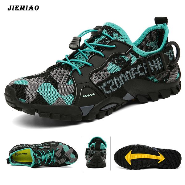 

jiemiao men women trekking hiking shoes summer mesh breathable sneakers outdoor trail climbing sports size 36 47 220812, Black