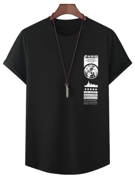 

men earth & slogan graphic tee m0bn#, White;black