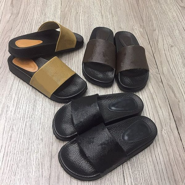 

women designer brand slippers summer fall shoes sandals club fashion flips flops dress shoe pu patent leather print letter scuffs flat heels, Black