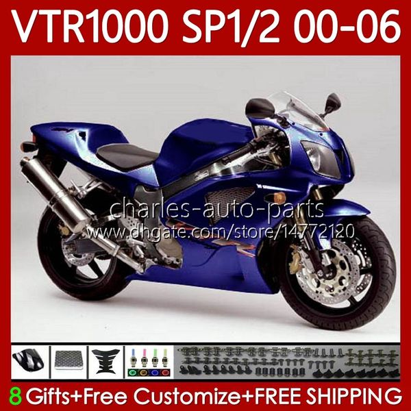 Bodys Kit para Honda VTR1000 RTV1000 RC51 2000-2006 Bodywork 123NO.203 SP1 SP2 VTR 1000 00 01 02 03 04 05 06 VTR-1000 2000 2001 2002 2003 2004 2006 Blue Lustroso
