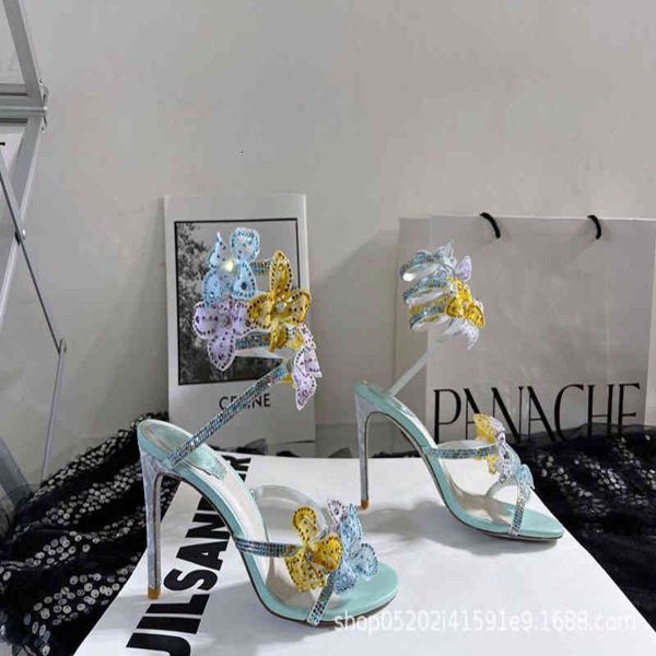 

sandals r serpentine winding high heels lace flower diamond ring thick heel sandals net hongxian0vle, Black