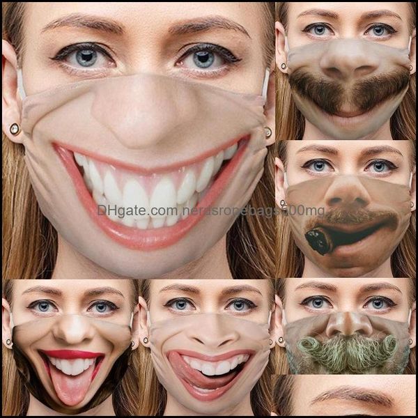 Designer Maschere Housekee Organizzazione Casa Giardino Volto divertente Mascarillas Emot Sorriso Barba Denti Cotone Sigaro Naso Respiratore Bocca