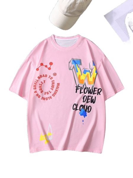 

men geo & slogan graphic tee s8xx#, White;black