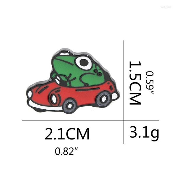 Pins Broschen Metall Frosch Fahrer Emaille Pin Lustige Tier Auto Brosche Rucksack Kleidung Revers Dekoration Schmuck Geschenk Für Freunde Kinder Roya2