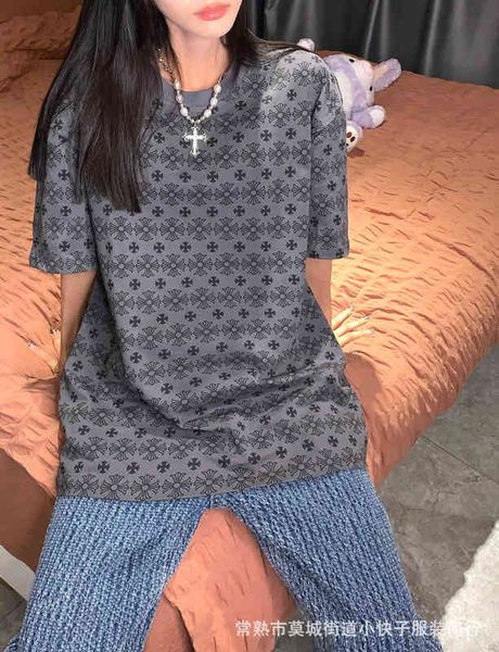 

factory online export new designer brand short sleeves summer ch cross croix printed sleeve t-shirt fashion casual couple cotton, White;black