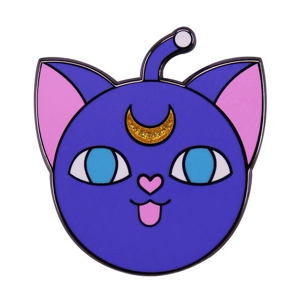 

kawaii purple cat enamel pin kitty inspired badge 2021 new accessories, Blue