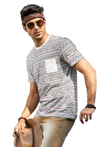 

men geo print tee m73g#, White;black