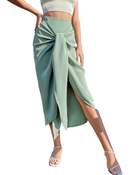 

ruched draped front asymmetrical hem skirt y2pj#, Black