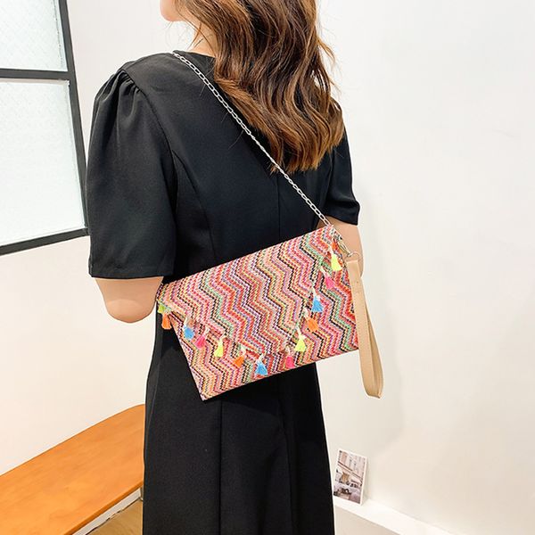 

color straw weave totes summer fashion manual braiding bucket bag leisure women