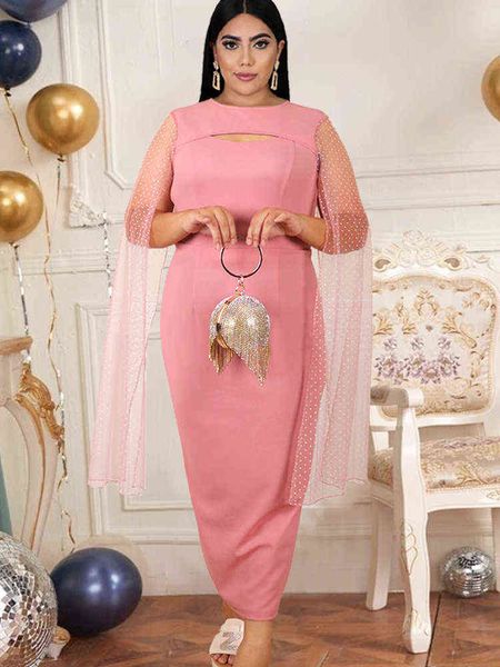 

pink dresses plus size women elegant fashion 4xl patchwork cocktail & evening party night out robe dropshipping 2022 summer new y220510, Black;gray