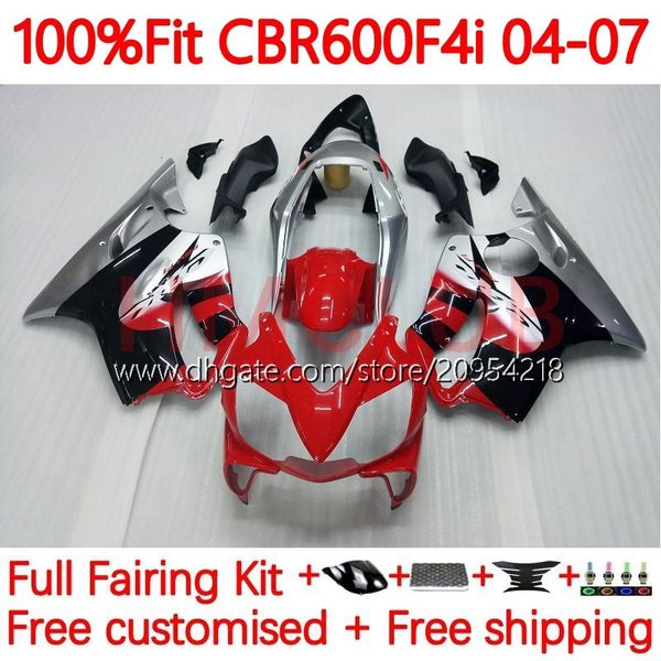 Corpo de molde de injeção para Honda CBr 600 F4i FS CC F4 I 600F4I 600CC 04-07 138NO.102 CBR600F4I CBR600 F4I 04 05 06 07 CBR600FS 2004 2005 2006 2007 OEM Fairing Kit preto cinza preto cinza