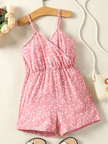 

toddler girls all over heart print surplice front cami romper she, Blue