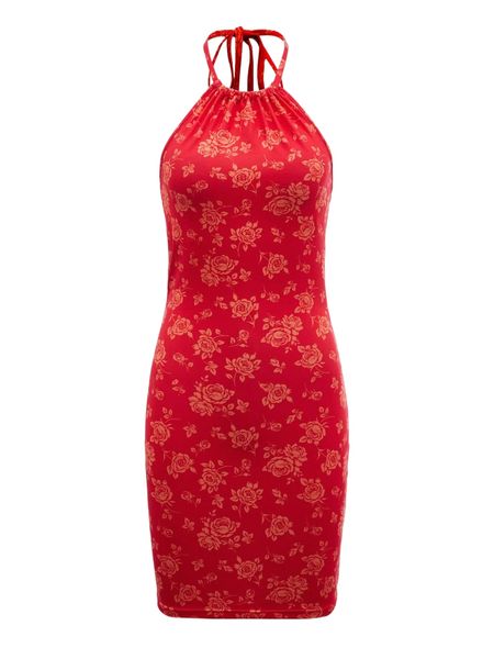 

f.loral print t.ie b.ack h.alter d.ress f5g3#, Black;gray