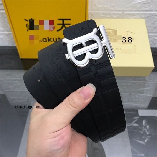 

designer belts luxury burbry 2022 mens leather s 3.8cm leather plaid leather leisure trouser tb buckle fashion, Black;brown