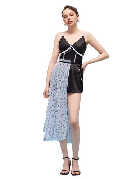 

x allalong two way cami romper & floral print cape b4h1#, White