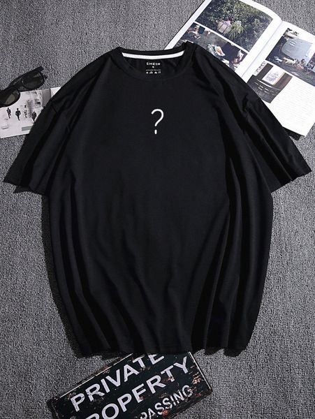 

men question mark drop shoulder tee 51qn#, White;black