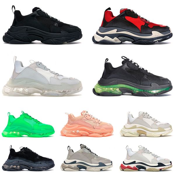 Designer Triple S Sapatos casuais de alta qualidade Mulheres Clear Clear Black Green Crystal Pink Rainbow Luxury Sports Sneakers Trainers