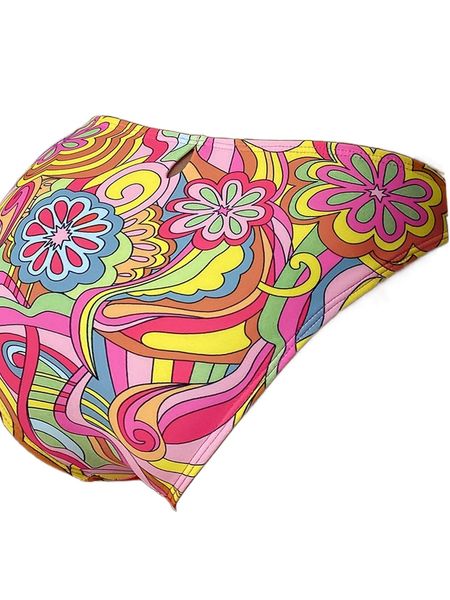 

random floral print cut-out bikini bottom 88mv#, White;black