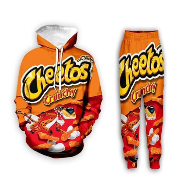 

new men womens cheetos puffs 3d print casual fashion hoodies sweatpants hip hop tracksuits z383252, Gray