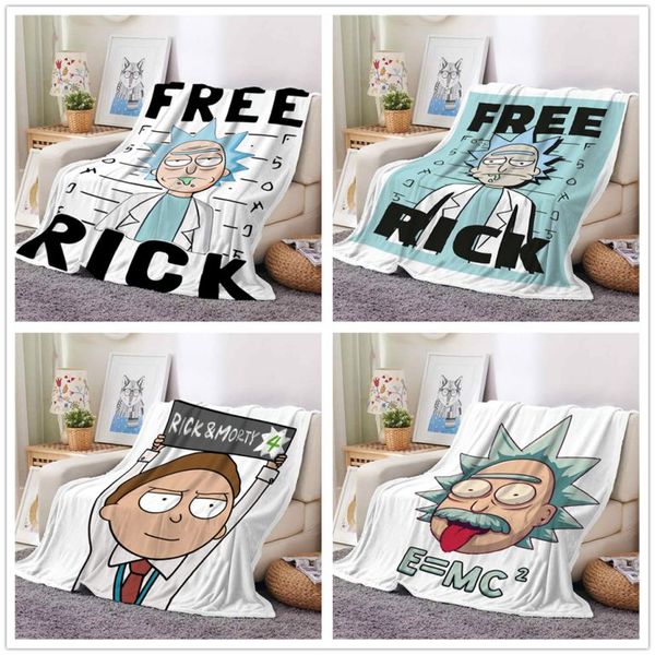 

animation rick and morty cool 3d print blanket household rectangle single layer flannel air conditioning cloak blanket-27