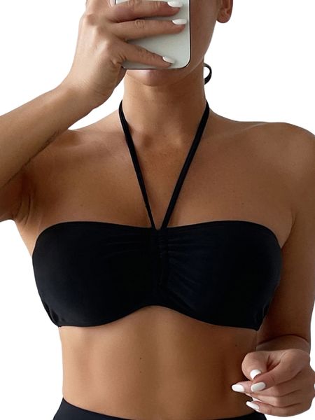 

drawstring halter bikini f45k#, White;black