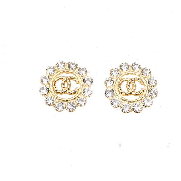 

simple 18k gold plated 925 silver luxury brand designers letters stud flower geometric famous women round crystal rhinestone pearl2641, Golden;silver