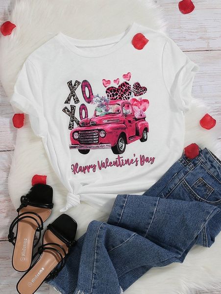 

plus car & slogan graphic tee 76he#, Black