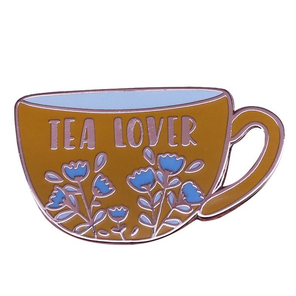 

tea enamel pins brooches women fashion lapel backpack bags badge jewelry, Blue