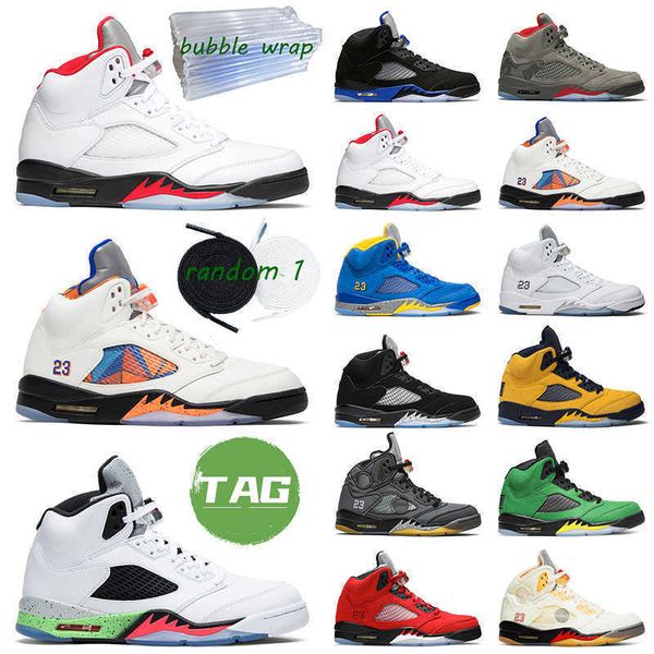 

jumpman 5 men basketball shoes 5s camo 3 sail white cement oregon international raging flight retro mens trainer sports sneakers, Black