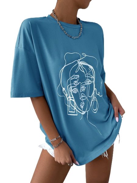 

figure graphic drop shoulder tee k5zb#, White