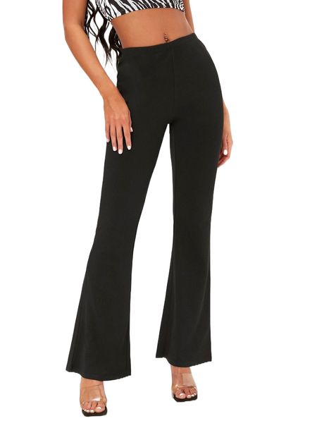 

tall elastic waist flare leg pants u7xy#, Black;white