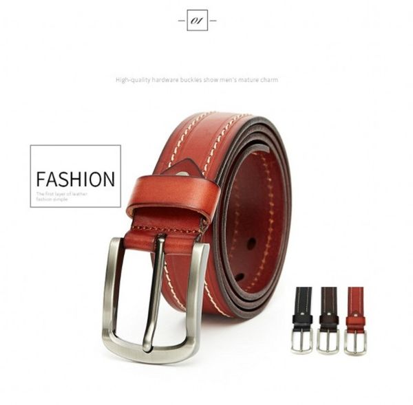

men's wear designer belt leather belt needle buckle men's casual business men's belt gift, Black;brown